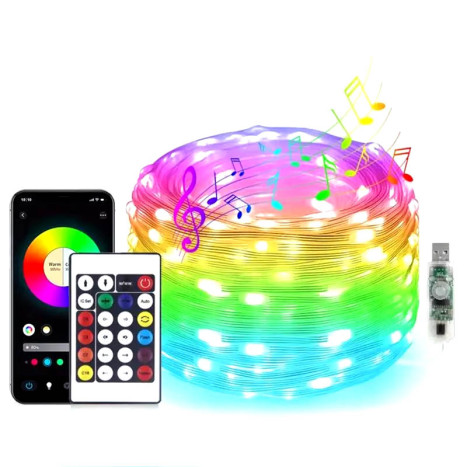 Світломузична Bluetooth LED гірлянда USB 20m Світломузична Bluetooth LED гірлянда USB 20m